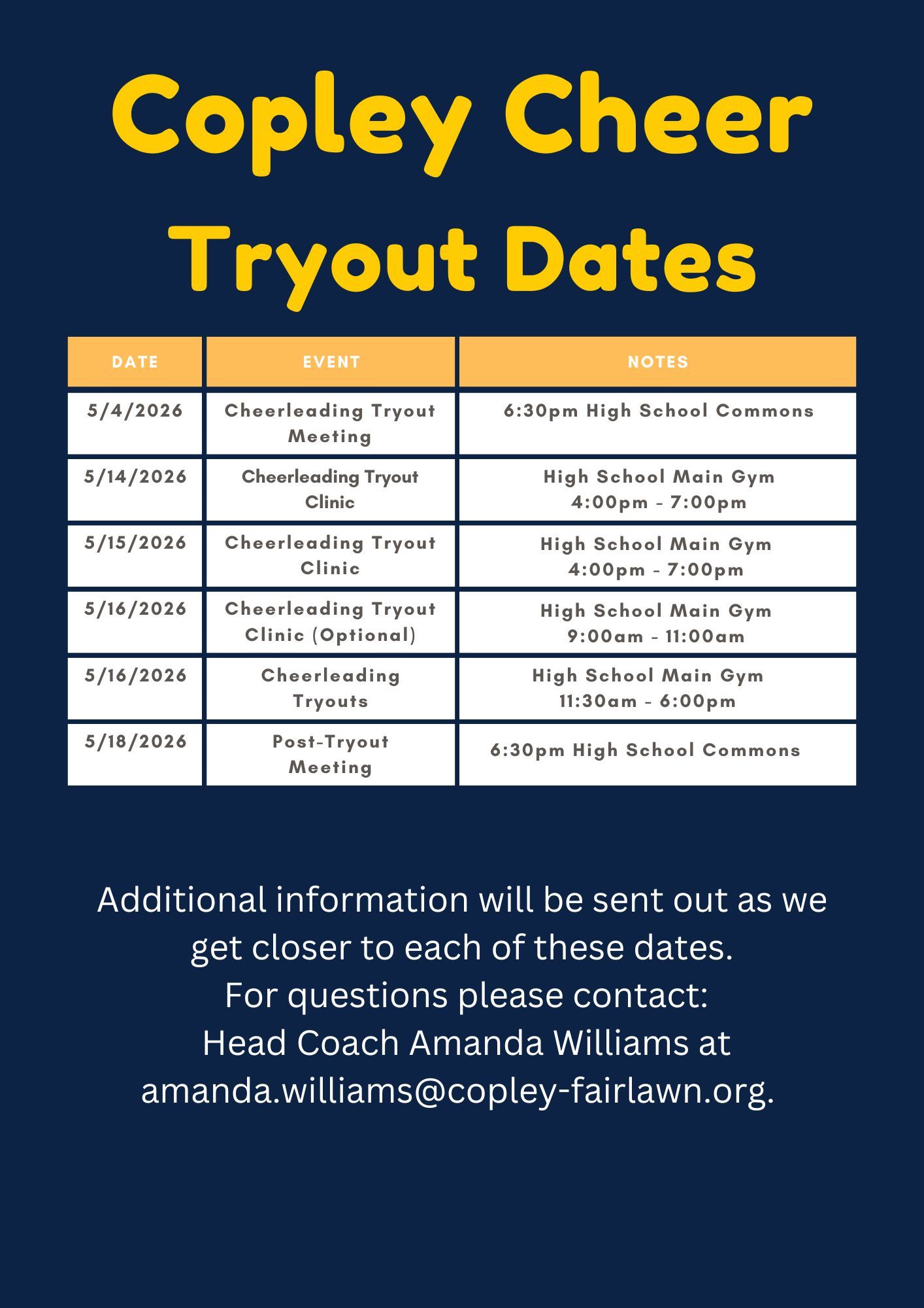 Copley Cheer Important Dates 2024 1775657936376